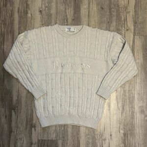 Vintage Burberrys Of London Chunky Cable Knit Wool Sweater Size S